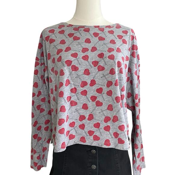 COSABELLA Long Sleeve Pajama Top Heart Lollipop Pattern, Women's L, Sleepwear - Picture 1 of 8